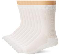 Medipeds Men's 8 Pack Diabetic Extra Wide Crew Socks, White, Shoe Size: 9-12