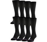 MediPeds Mens 8 Pair Diabetic Crew Socks With Non-Binding Top, Black, Shoe Size: Men Men 7-12 / Women 10-13 (8 pairs)