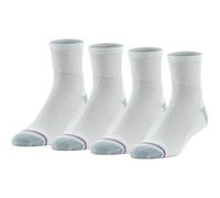 MediPeds Women's Diabetic Quarter Socks with Nanoglide, 4 Pack Casual, White with Pink, 3-8 (Pack of 4)