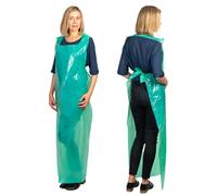 Medipron Heavy Duty Disposable Aprons For Adults - Pack Of 100. Heavy Duty Polythene Aprons For PPE Protection. Full Body Protective Aprons For Women & Men - 50 Microns Thickness, 145cm Long, Green.