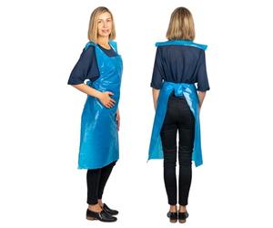 Medipron Heavy Duty Disposable Aprons For Adults - Pack Of 50. Heavy Duty Polythene Aprons For PPE Protection. Full Body Protective Aprons For Women & Men - 50 Microns Thick, 115cm Long, Blue.