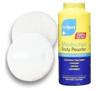 Medipure Medicated Body Powder - Helps Cool Itchy, Irritated Skin 100% Talc Free (200g), Including 2X Body Powder Puffs