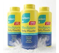 Medipure Medicated Body Powder Talc Free, 3 x 200g - Anti Chafing Zinc Oxide Cooling Formula for Itchy Irritated and Sensitive Skin