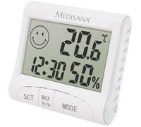 Medisana HG 100 digital hygrometer, room thermometer indoor with humidity sensor, humidity meter for an optimum indoor climate, digital thermometer including time display and memory function