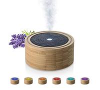 Medisana Aroma Diffuser Bamboo Room Freshener with Timer, Electric Room Fragrance, Essential Oils, Wellness Light in 6 Colors, 100 ml, 1 piece