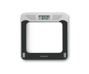 medisana PS 425 speaking bathroom scale up to 180 kg, bathroom scale with glass surface and voice output