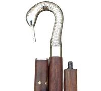 MEDISKY CRAFT Wood Walking Stick Cane with Brass Eagle Head Handle Classical Gift, Medium, Brown