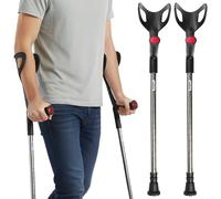 MEDITAL Elbow Crutches for Adults - 2 Piece 93-123cm Adjustable Walking Crutch Set with Ergonomic Grip - Anti-Slip Rubber Base - Reflective Safety Cat Eye & Stainless Steel Frame for Men & Women