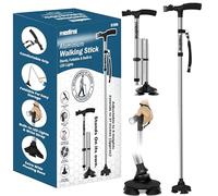 MEDITAL Folding Walking Stick with LED Light - 84.5-94.5cm Adjustable Walking Cane - Foldable Walking Stick for Men & Women with Extra Wide Pivoting Base - Comfortable Grip & Self-Standing Design