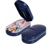 MEDITAL Pill Cutter & Storage Box - 2-in-1 Tablet Splitter & Medicine Organizer for Small & Large Pills - Sharp Blade, Portable & Travel-Friendly (2 Pack)