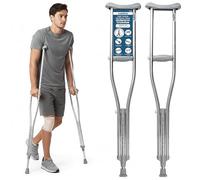 MEDITAL Underarm Crutches for Adults - 2 Piece Lightweight 112-132cm Adjustable Stainless Steel Crutches with Ergonomic Grip - Comfort Padding, Anti-Slip Rubber Base Adult Crutches for Men & Women
