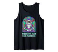 Meditated and Still Annoyed Grumpy Yoga Cat Geometric Tank Top
