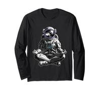 Meditating Astronaut Space Yoga Zen Spaceman Low Poly Long Sleeve T-Shirt
