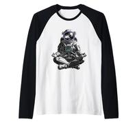 Meditating Astronaut Space Yoga Zen Spaceman Low Poly Raglan Baseball Tee