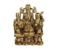 Meditating Bronze Statue of Three Immortals Recruit Wealth and Receive Benefits Lucky Feng Shui Ornaments Enhance the Fortune Accent