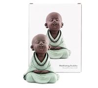 Meditating Buddha Monk Statue Decorative Ornament Resin Zen Figurine with Prayer Beads Peaceful Spiritual Home Décor for Living Room Bedroom Office Shelf Meditation Gift (Calm Sleeping Monk Set)