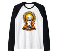 Meditating Buddha Spiritual Art Vintage Style Yoga Raglan Baseball Tee