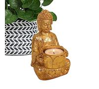 Meditating Buddha Statue Candlesticks - Resin Candleholders Prayer Votive Candles Holder, Zen Statue for Living Room, Backyard, Patio, Garden