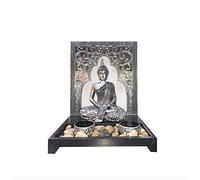 Meditating Buddha Tea Light Garden Set & Figurine Ornament Silver
