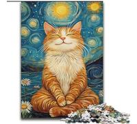 Meditating Cat 1000 Piece Jigsaw Puzzles for Adults & Teens, Relax Games Enhance Love between Couples for Age 14 (26x38cm)