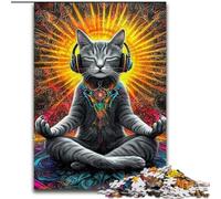 Meditating Cat 1000 Pieces Jigsaw Puzzles For Teens And Adults, Challenging Game for Is Ideal As A Gift for The Whole Family (26x38cm)