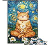 Meditating Cat 1000 Pieces Jigsaw Puzzles For Teens And Adults, Pattern Assembly Fun at Home Activities, Birthday Present,Travel Gifts (26x38cm)