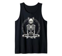 Meditating Cat Skeleton Yoga Pose Feline Bones Tank Top