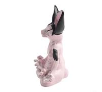Meditating Display Yoga Animal Resin Sculpture Outdoor Grey Lawn Statue for Garden Decoration - Cat Ornament for Patio Porch Indoor Buddha (8 x 4 x 4 cm)(Grey-Pink)