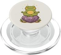 Meditating Frog on Crystal Calm Relaxing Art PopSockets PopGrip for MagSafe