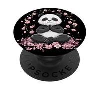Meditating Panda with Cherry Blossoms. Cute Zen Mindfulness PopSockets Adhesive PopGrip