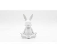 Meditating Rabbit Statue - Yoga Bunny White Desk Zen Decor