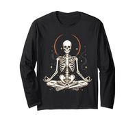Meditating Skeleton Lotus Pose Celestial Halloween Anatomy Long Sleeve T-Shirt