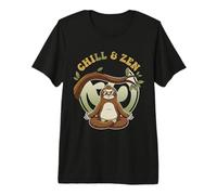 Meditating Sloth Zen Yoga Retro 70s Cartoon Premium T-Shirt