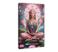 Meditating Woman, Chakra, Watercolor, Abstract Painting, Yoga, Meditation, Spirituality, Zen - Yoga Meditation Art Poster Canvas Poster Bedroom Decor Landscape Office Room Decor Gift Frame: 20x30
