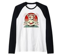 Meditating yoga pig in red underpants finds peace Raglan Baseball Tee