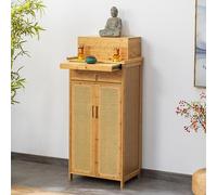 Meditation Altar Table, Bamboo Offering Table, Buddha Shelf Organizer, Buddhist Niche Display Stand for Figurines, Chinese Style Home Decor, 56cm