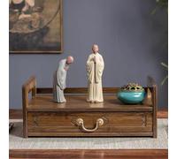 Meditation Altar Table With Drawer, 3-Tier Bamboo Puja Altar Shrine Table Buddhist Statues Storage Rectangular Carved Altar Table For Deceased/Buddhist/Tea Home (Size:1-Layer 42CM(16.5"),Color:Walnut)