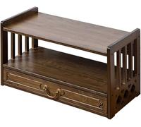 Meditation Altar Table with Drawer, Puja Table for Prayers Divination Worship, Bamboo Display for Jars Plants Books