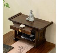 Meditation Altar Table with Pull-Out Storage Drawer, Compact Puja Prayer Stand for Home Shrine or Living Room Decor