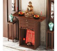 Meditation Altar Table with Retractable Pull Plate and Storage Drawers for Shrines and Temples