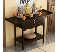 Meditation Altar Table with Storage, Floor Puja Table for Spiritual Use, Personal Shrine Cabinet with Drawer, Buddhist Prayer Stand for Home Decor