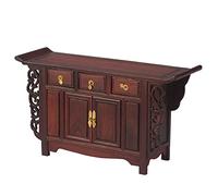 Meditation Altar Table with Storage - Vintage Engraving Wood Shrine Shelf, Mini Buddhist Cabinet with Drawers for Witchcraft Supplies & Buddha Statue, Indoor/Outdoor