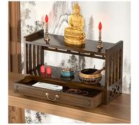 Meditation Altar with Drawer, Puja Table for Home, Spiritual Altar for Prayers, Divination, Worship or Bamboo Furniture for Displaying Jars, Plants and Books,Walnut,52 * 28cm/20.4 * 11in