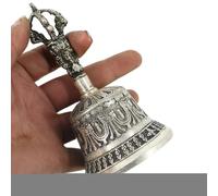 Meditation Bell - Sacred Hand Bell Chime, Artisan Metal Craft, Ceremonial Vajra Dharma Objects Bells | Clear Harmonic Tone for Meditation Focus Energy Cleansing Spiritual Practice Room Home Office