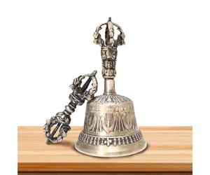 Meditation Bell Set - Tibetan Dorje Hand Bell, Buddhist Prayer Bells | Dharma Objects Set | Hand Meditation Bells For Healing Home Decoration Mindfulness Spiritual Practice Zen Meditations Decor