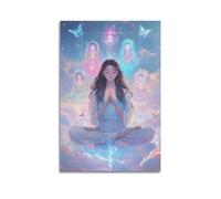 Meditation Bliss Wall Art, Ethereal Print, Spiritual Poster, Peaceful Canvas Picture Artistic Wall Mural Modern Hanging Decor Poster08x12inch(20x30cm)