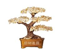 Meditation Bonsai Luck Tree Decoration, Indoor Money Crystal Tree, Office Store Relocation and Opening Healing(Beige)