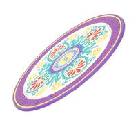 Meditation Bowl Mat for Crystal and Sound Bowls, PVC Purple | Flower Print Pattern, Lightweight Wear Resistant Cushion Prop, Decorative Rounded Pad for Meditation Use