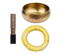 Meditation Bronze Bowl - Sleep Aid Deep Relaxation, Stick, Leather Cushion Ring Handmade Nepal Sound, Engraved Mantra Outer | Singing Bowl For Living Room Studio Shelf Table Altar