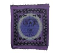 Meditation Buddha Tapestry Throw,Purple and Blue Tie-Dye Pattern, Fringed Border